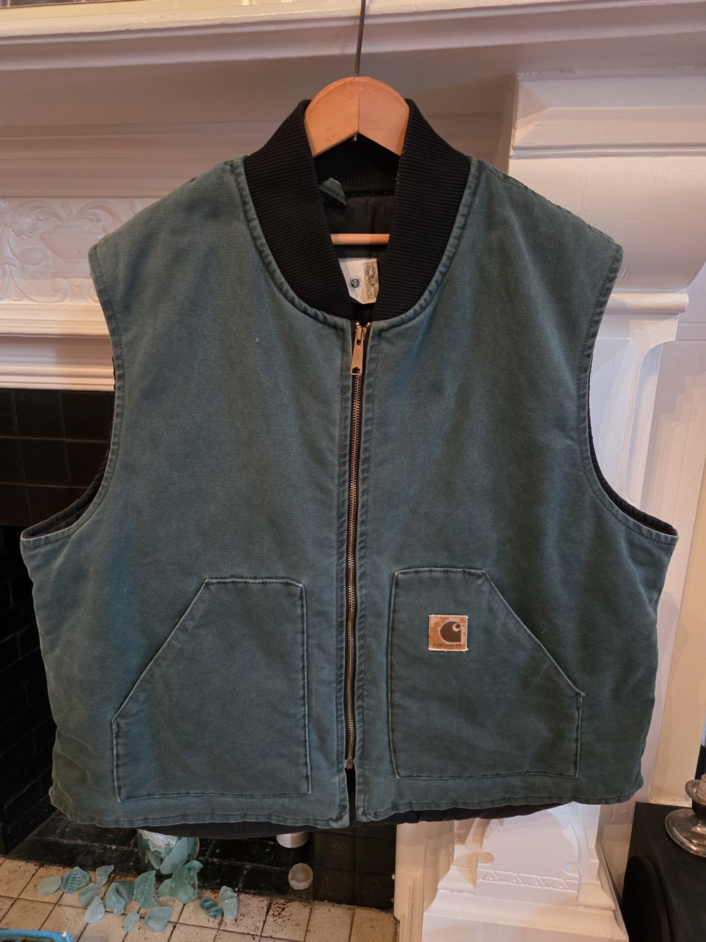 Vtg Carhartt Duck Work Vest Hunter Green - 2XL Made in USA